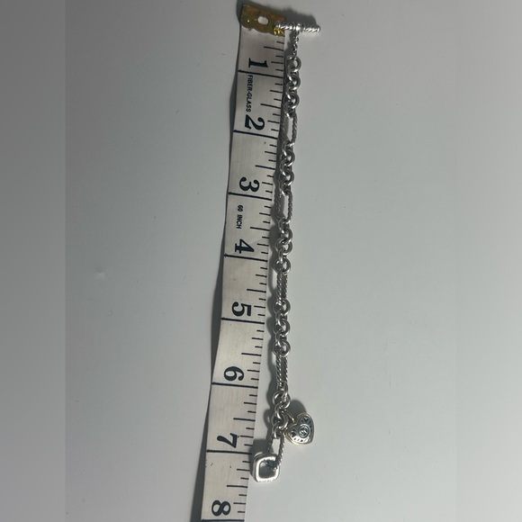 DAVID YURMAN 18K YG & Sterling Silver 925 Cable Chain Heart Charm Bracelet 7" - Picture 11 of 14